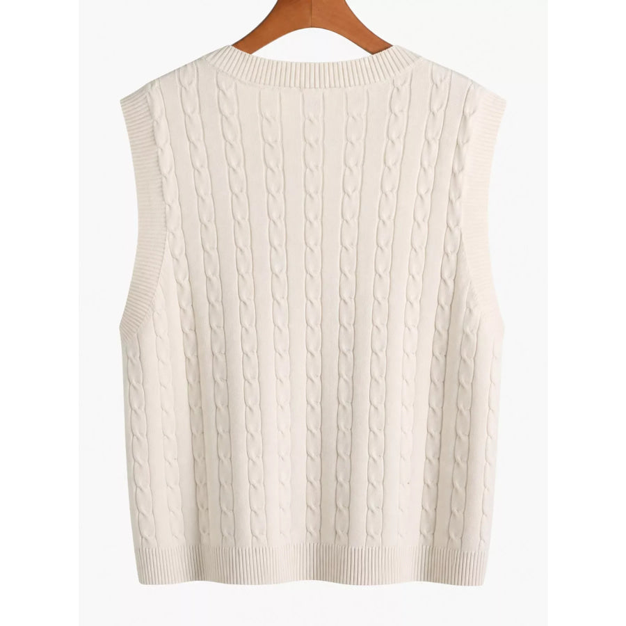 Plus Size Cable Knit Sweater Vest Apparel and Accessories