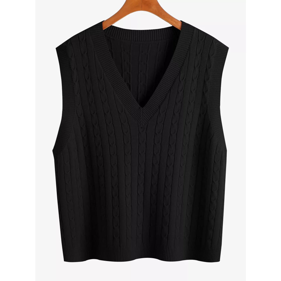 Plus Size Cable Knit Sweater Vest Apparel and Accessories