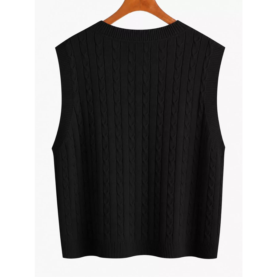 Plus Size Cable Knit Sweater Vest Apparel and Accessories