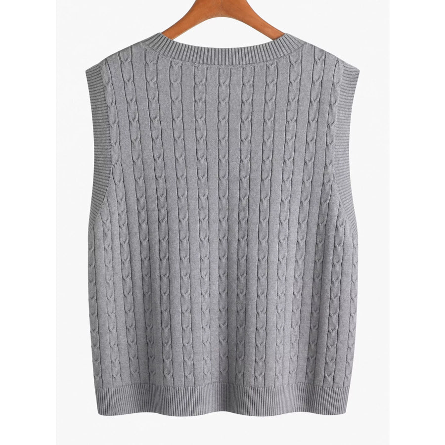 Plus Size Cable Knit Sweater Vest Apparel and Accessories