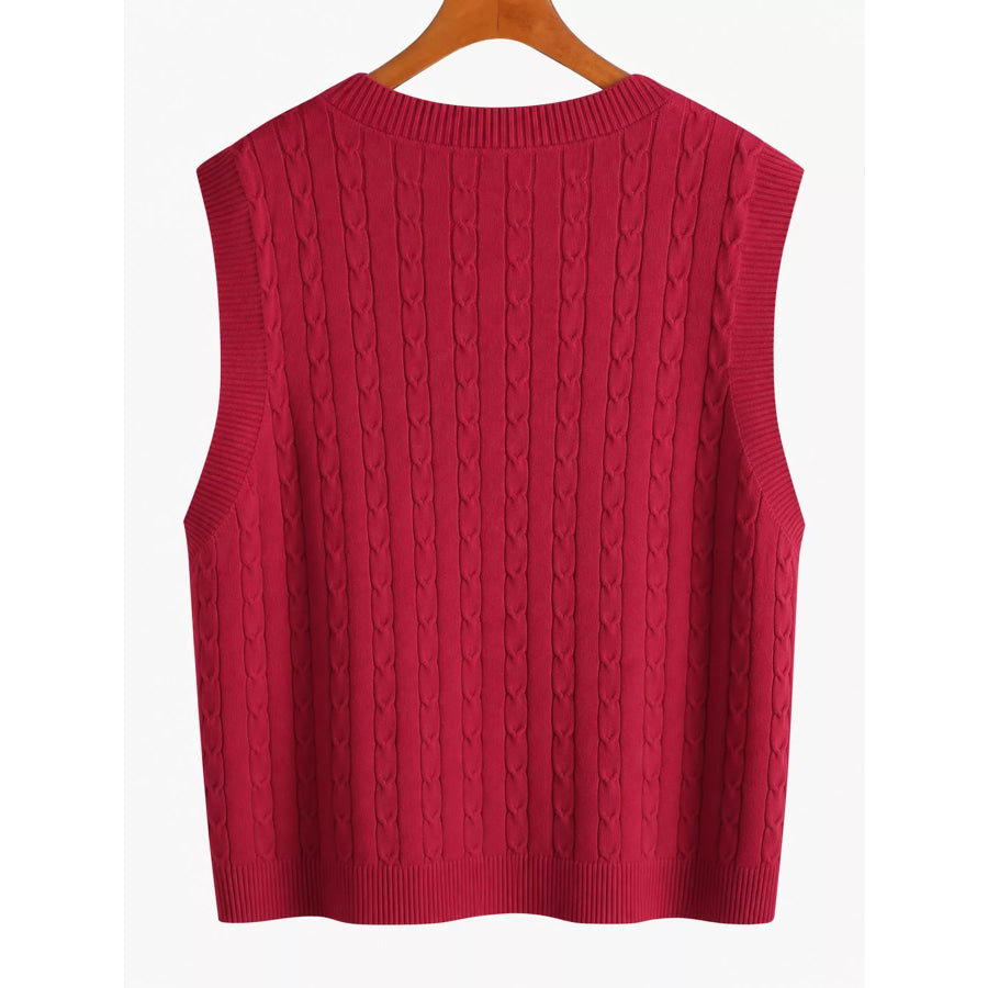 Plus Size Cable Knit Sweater Vest Apparel and Accessories