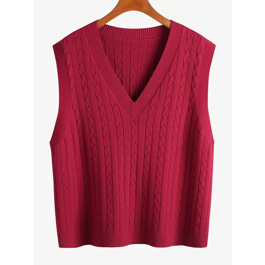 Plus Size Cable Knit Sweater Vest Apparel and Accessories