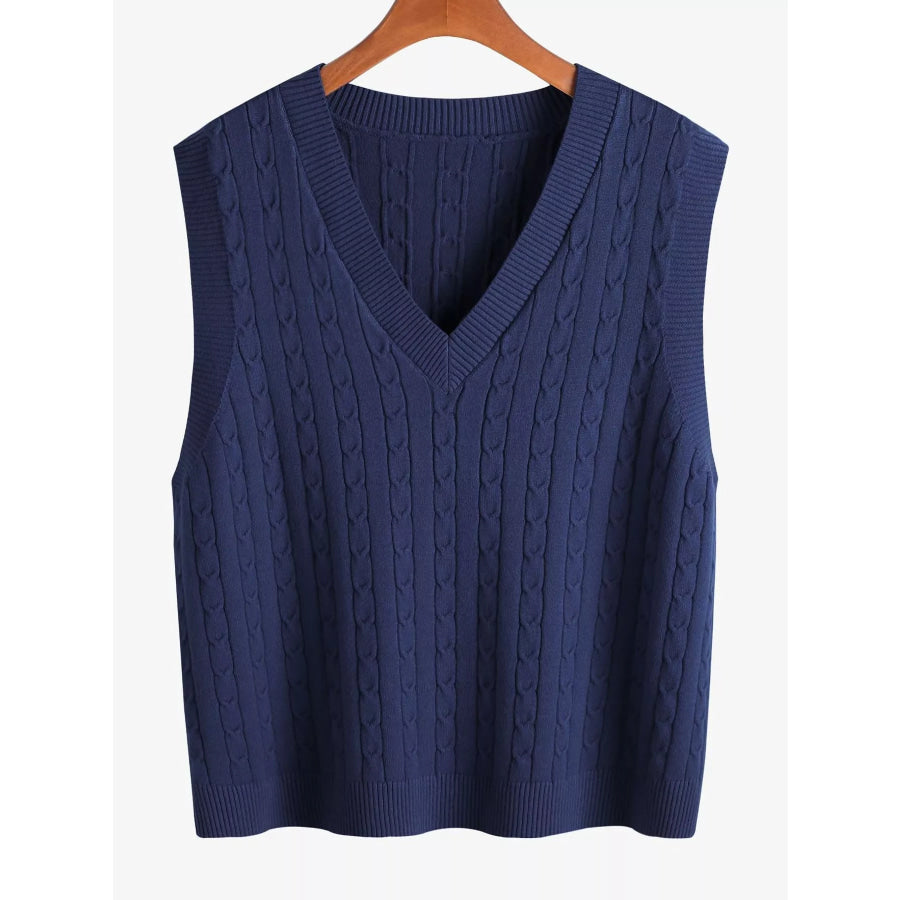 Plus Size Cable Knit Sweater Vest Apparel and Accessories