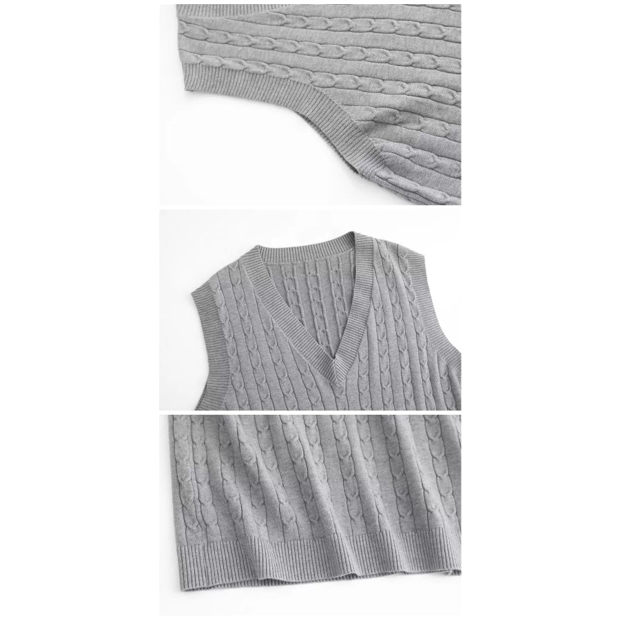 Plus Size Cable Knit Sweater Vest Apparel and Accessories