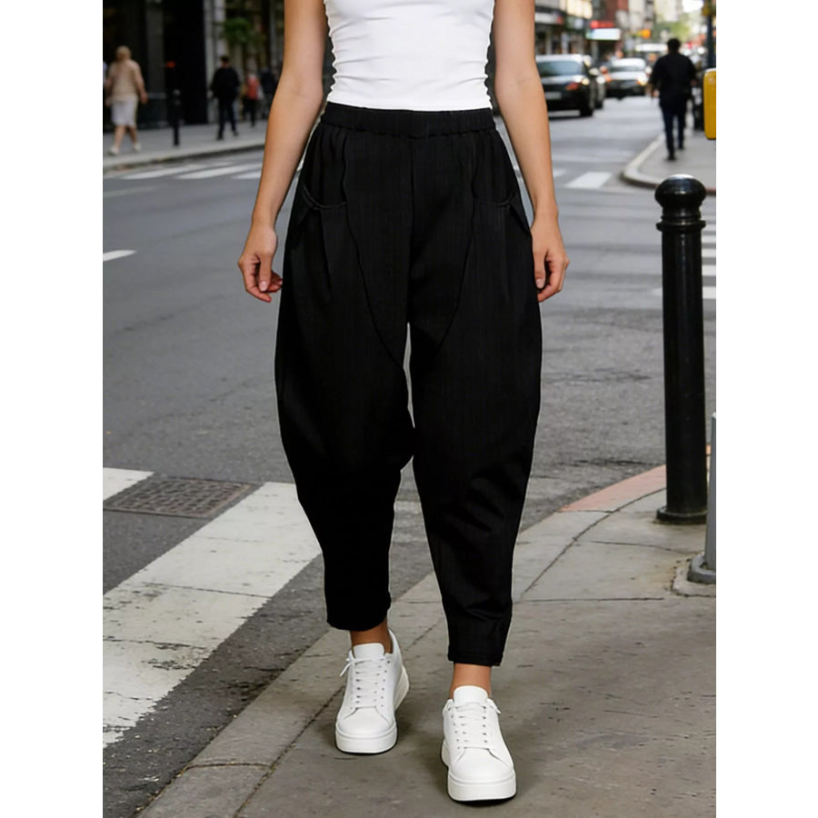 Plus Size Casual Elastic Waist Harem Pants Black / 0XL Apparel and Accessories