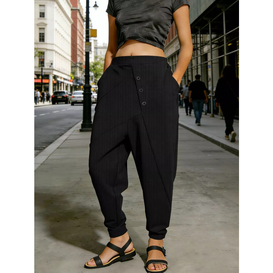 Plus Size Casual Elastic Waist Harem Pants Black / 0XL Apparel and Accessories