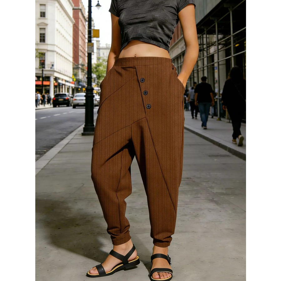 Plus Size Casual Elastic Waist Harem Pants Caramel / 0XL Apparel and Accessories
