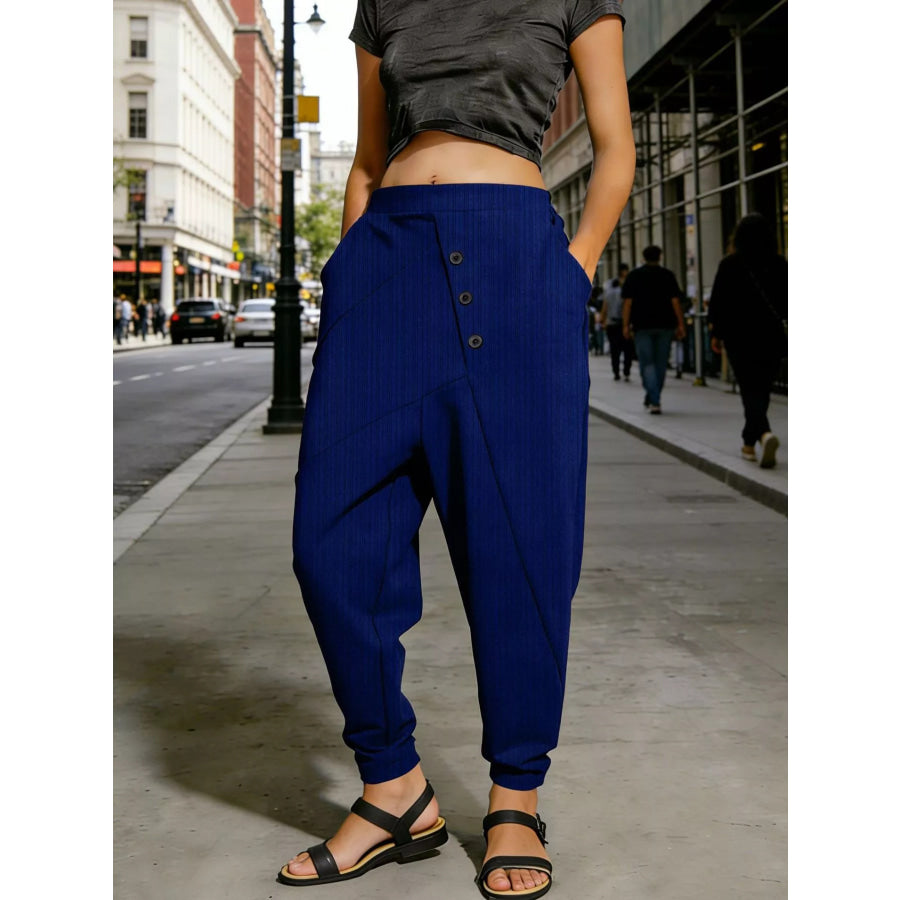 Plus Size Casual Elastic Waist Harem Pants Dark Blue / 0XL Apparel and Accessories