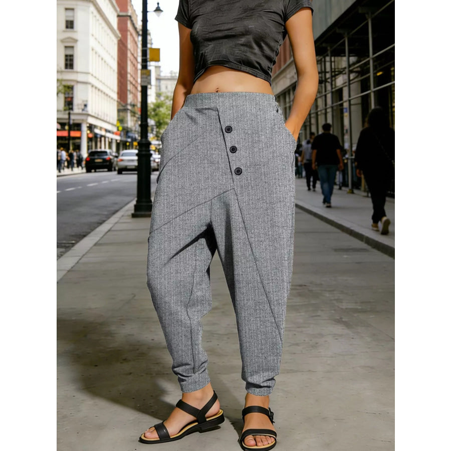 Plus Size Casual Elastic Waist Harem Pants Gray / 0XL Apparel and Accessories