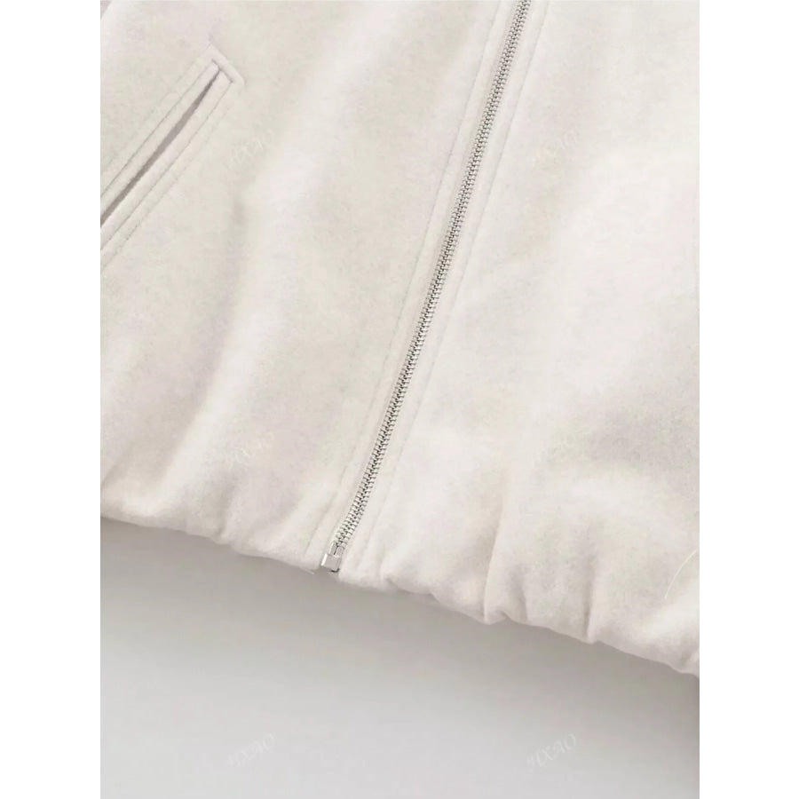 Plus Size Casual Fleece Zip-Up Bomber Jacket Apparel and Accessories