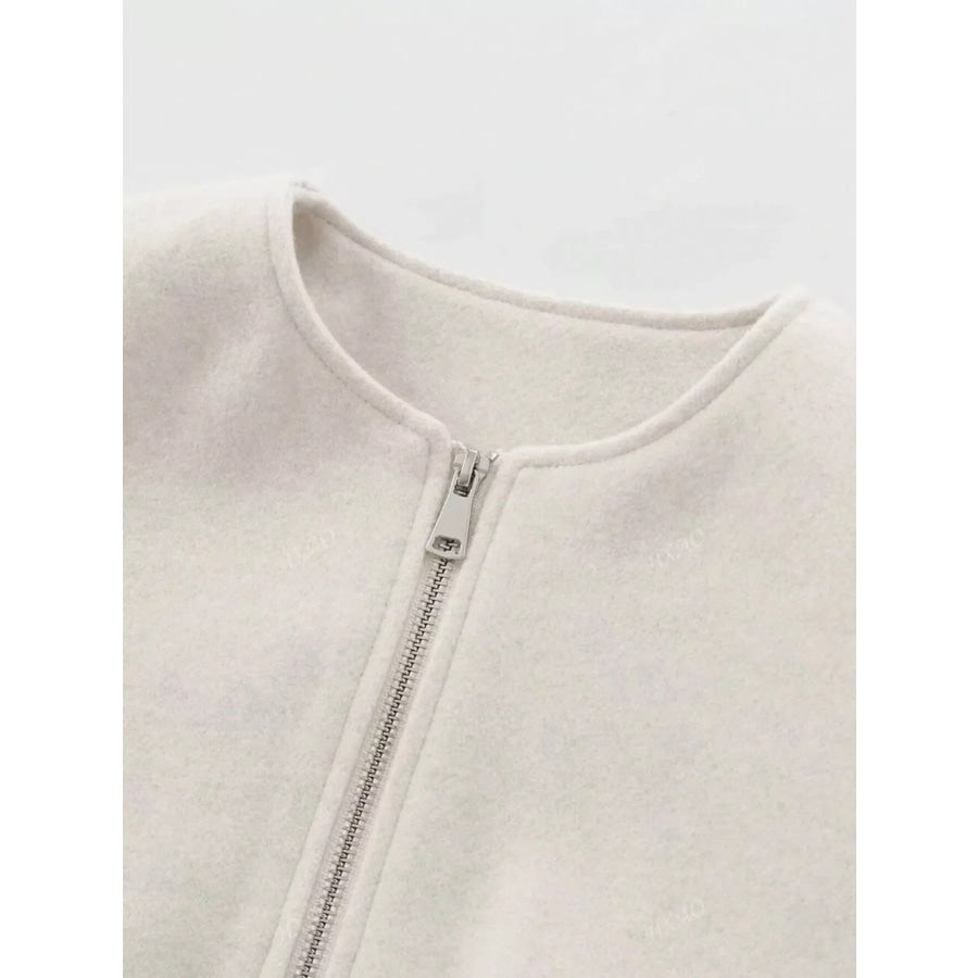 Plus Size Casual Fleece Zip-Up Bomber Jacket Apparel and Accessories