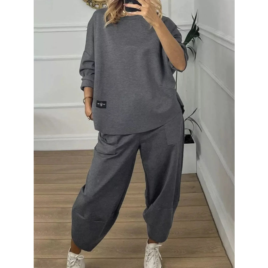 Plus Size Casual Loose Fit Top and Pants Two-Piece Set Apparel and Accessories