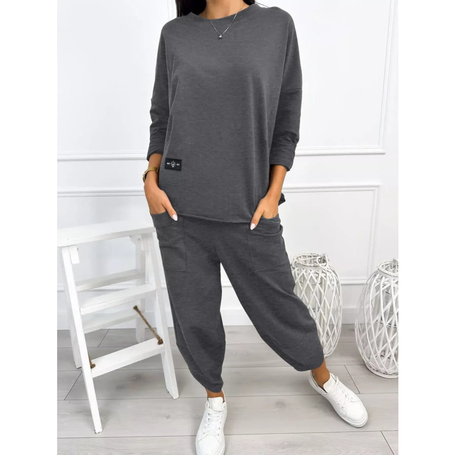 Plus Size Casual Loose Fit Top and Pants Two-Piece Set Apparel and Accessories