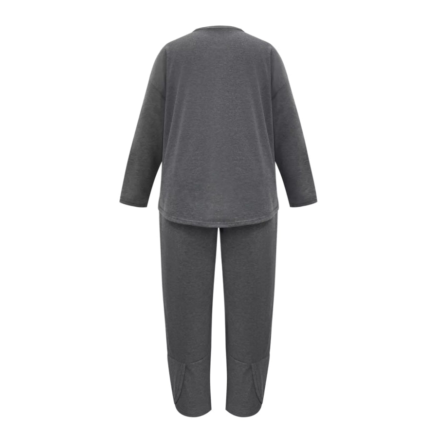 Plus Size Casual Loose Fit Top and Pants Two-Piece Set Apparel and Accessories