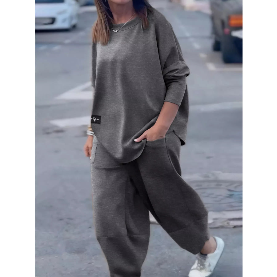 Plus Size Casual Loose Fit Top and Pants Two-Piece Set Apparel and Accessories