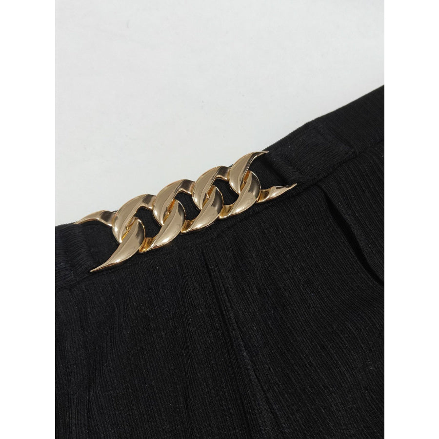 Plus Size Chain-Waist Wide-Leg Pants Apparel and Accessories