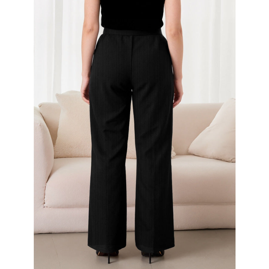 Plus Size Chain-Waist Wide-Leg Pants Apparel and Accessories