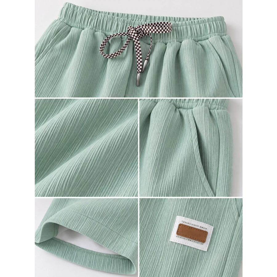 Plus Size Checkerboard Drawstring Casual Shorts Apparel and Accessories