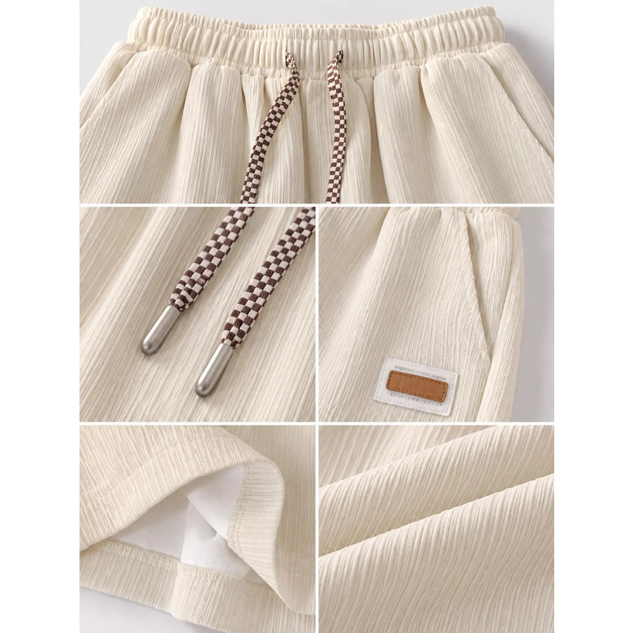 Plus Size Checkerboard Drawstring Casual Shorts Apparel and Accessories