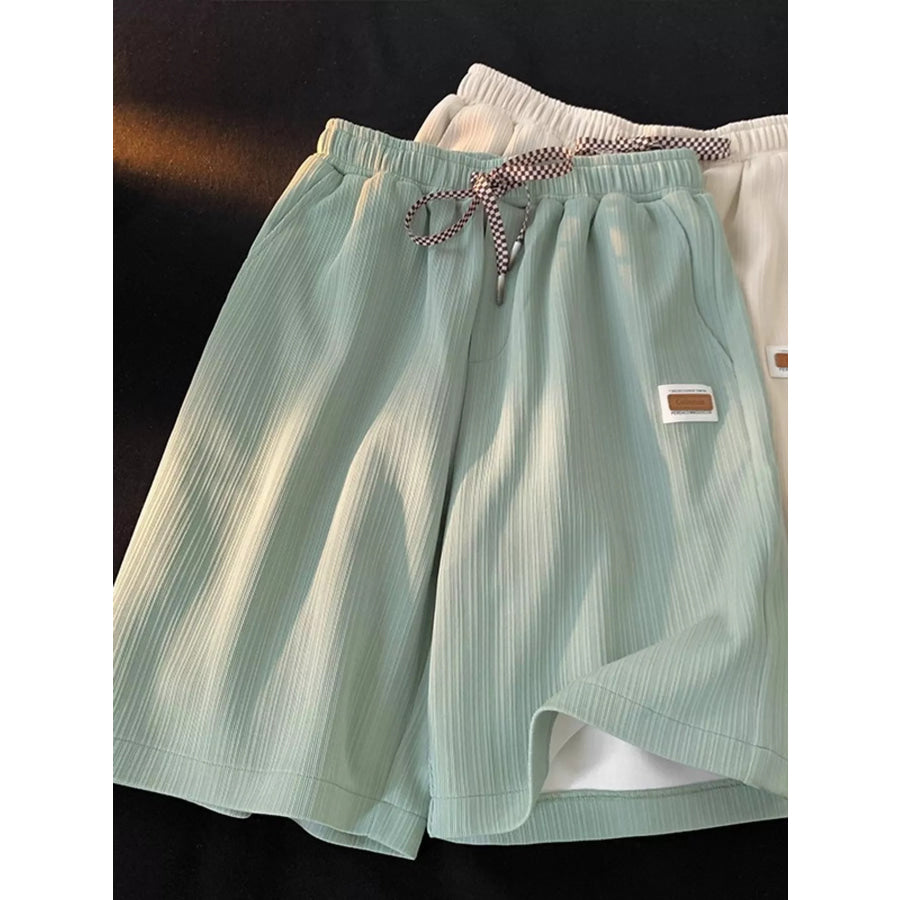 Plus Size Checkerboard Drawstring Casual Shorts Green / M Apparel and Accessories