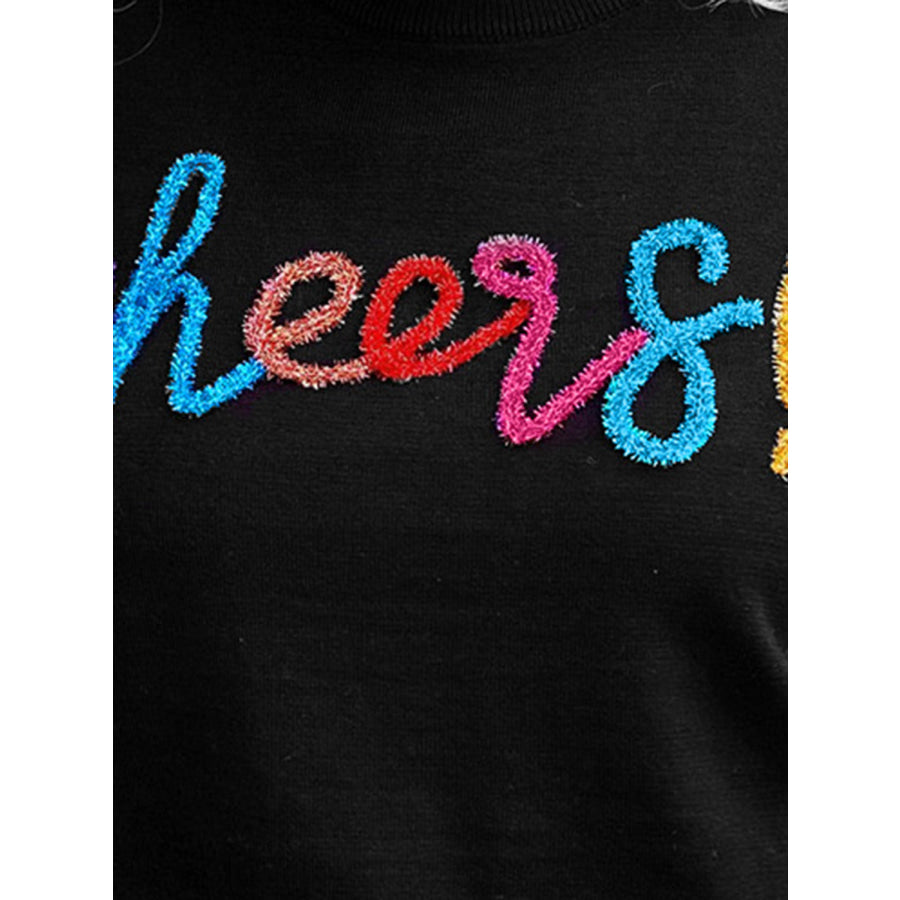 Plus Size CHEERS Round Neck Short Sleeve Sweater Apparel and Accessories