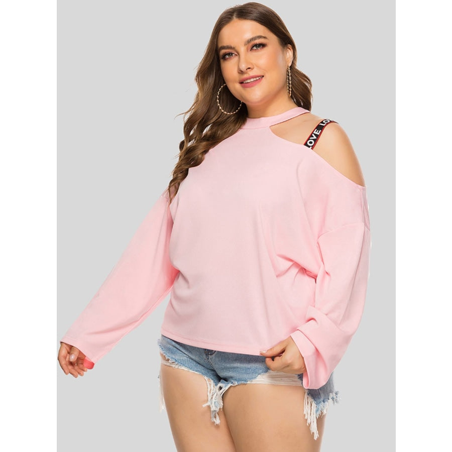 Plus Size Cold-Shoulder Round Neck Blouse