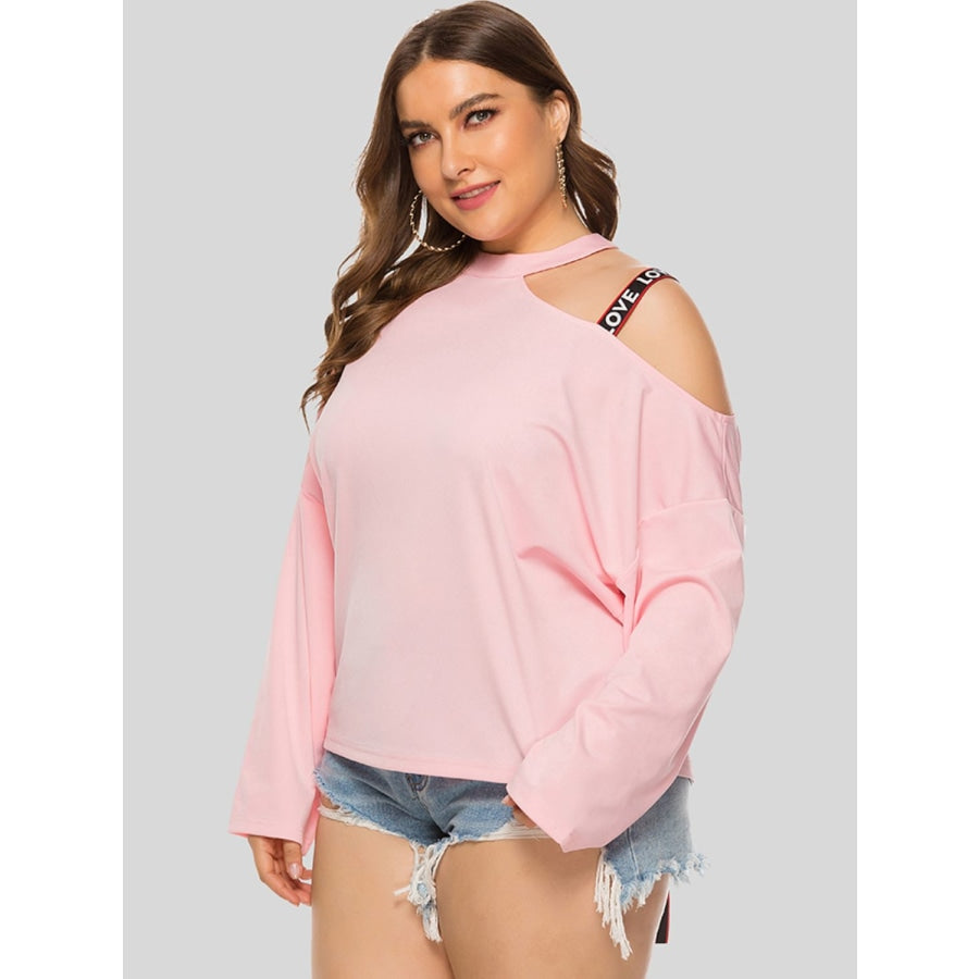 Plus Size Cold-Shoulder Round Neck Blouse