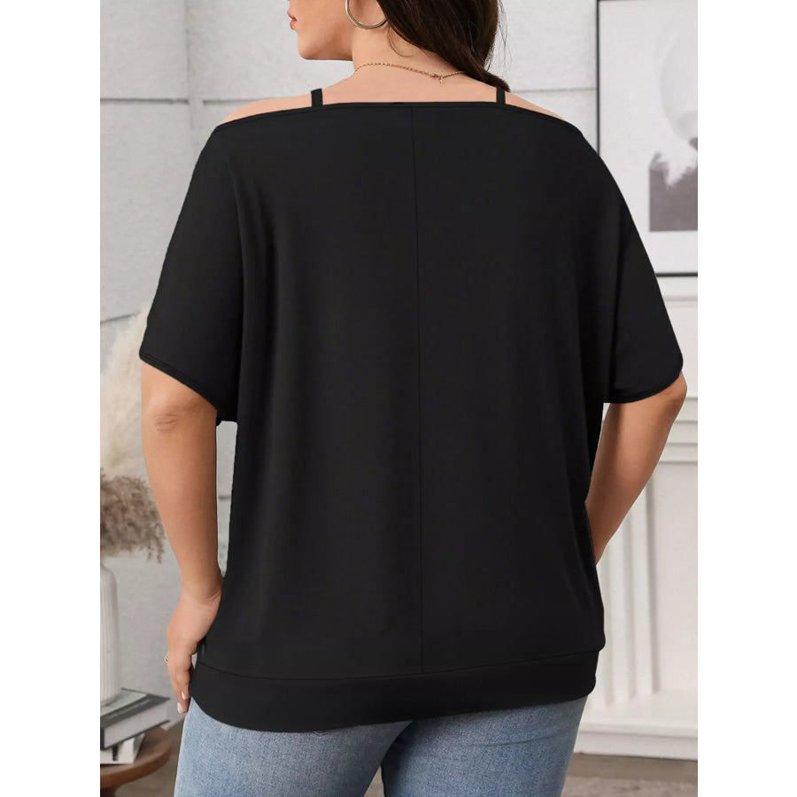 Plus Size Cold Shoulder Short Sleeve Top Apparel and Accessories