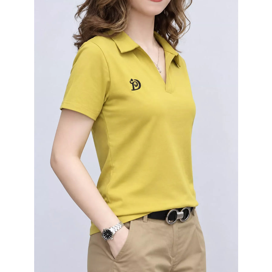 Plus Size Collared Neck Short-Sleeve Polo Apparel and Accessories