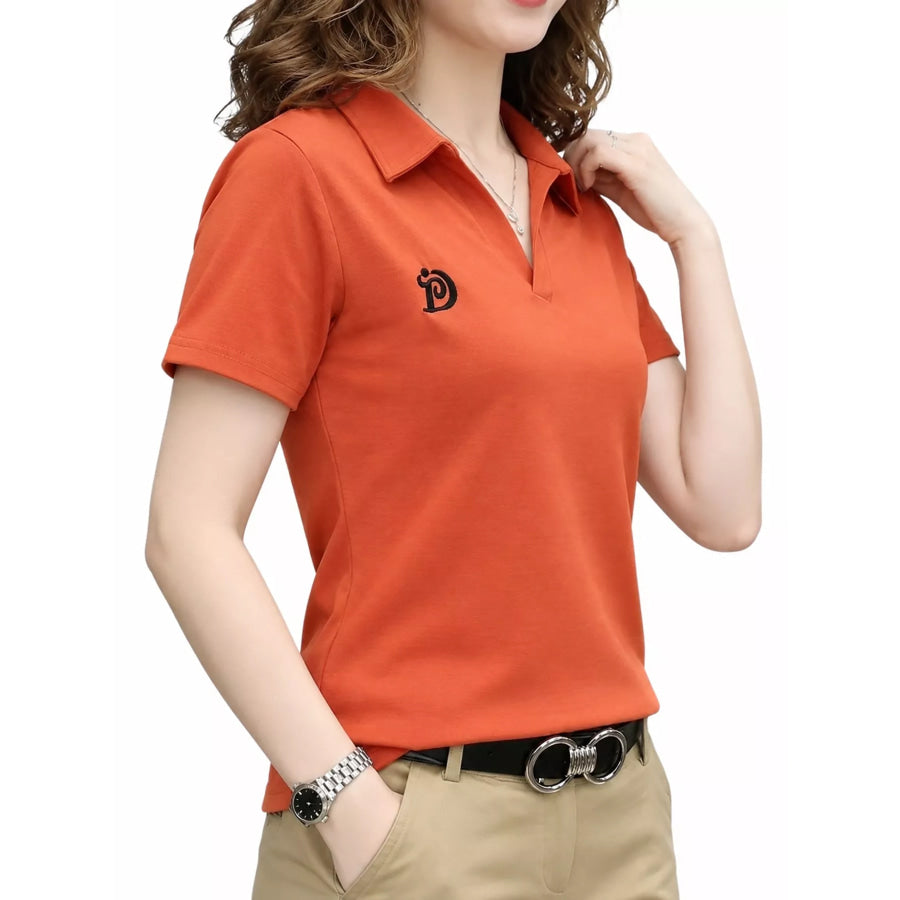 Plus Size Collared Neck Short-Sleeve Polo Apparel and Accessories