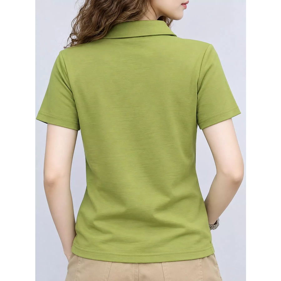 Plus Size Collared Neck Short-Sleeve Polo Apparel and Accessories