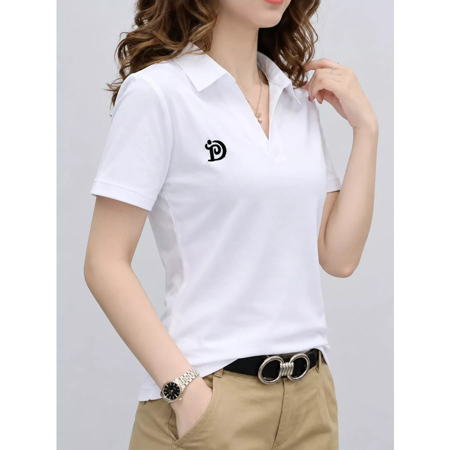 Plus Size Collared Neck Short-Sleeve Polo Apparel and Accessories