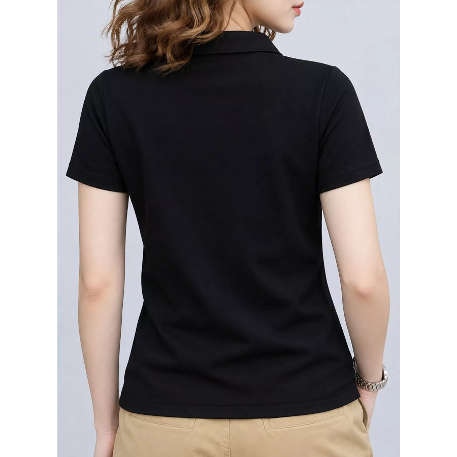 Plus Size Collared Neck Short-Sleeve Polo Apparel and Accessories