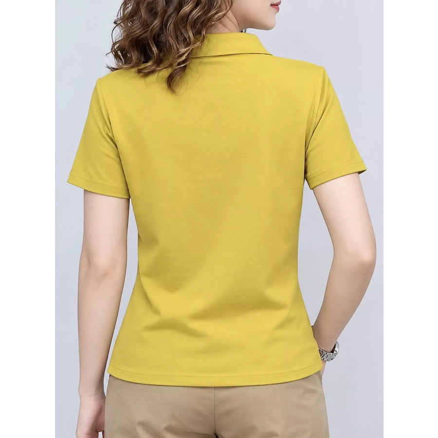 Plus Size Collared Neck Short-Sleeve Polo Apparel and Accessories