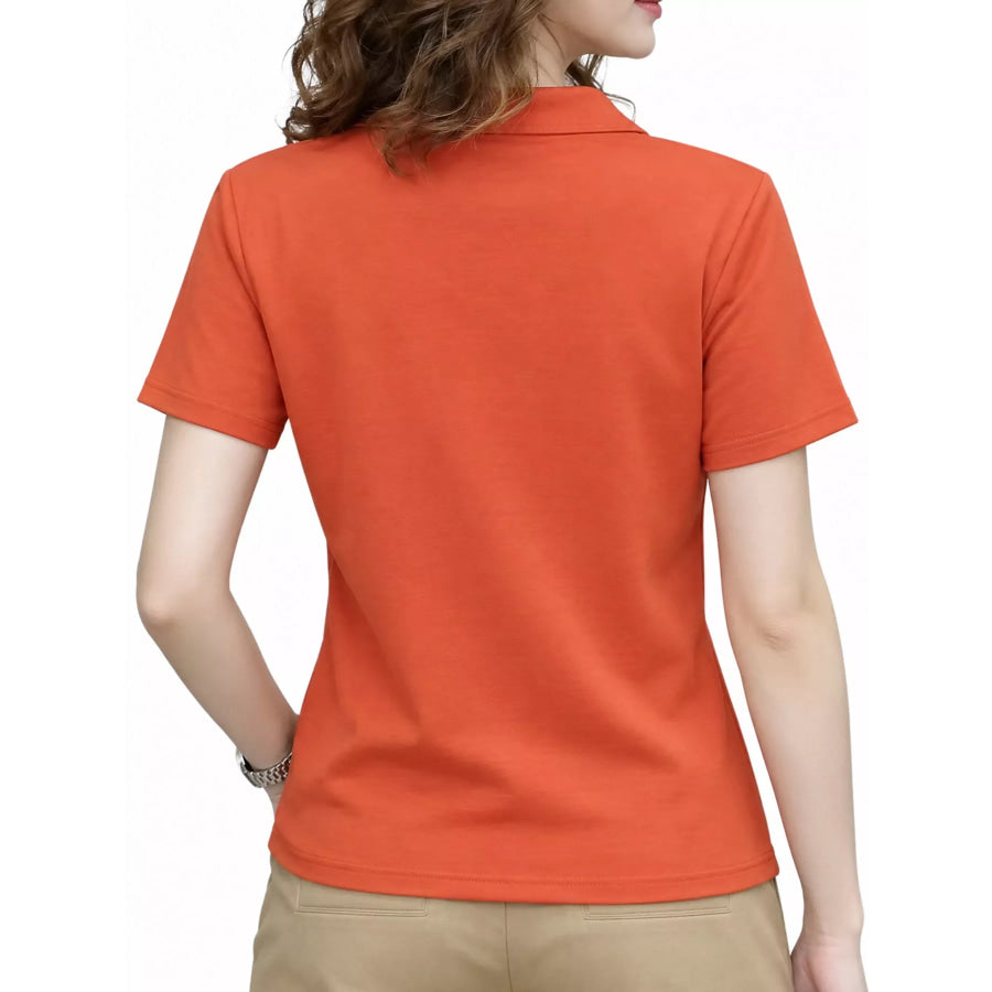 Plus Size Collared Neck Short-Sleeve Polo Apparel and Accessories