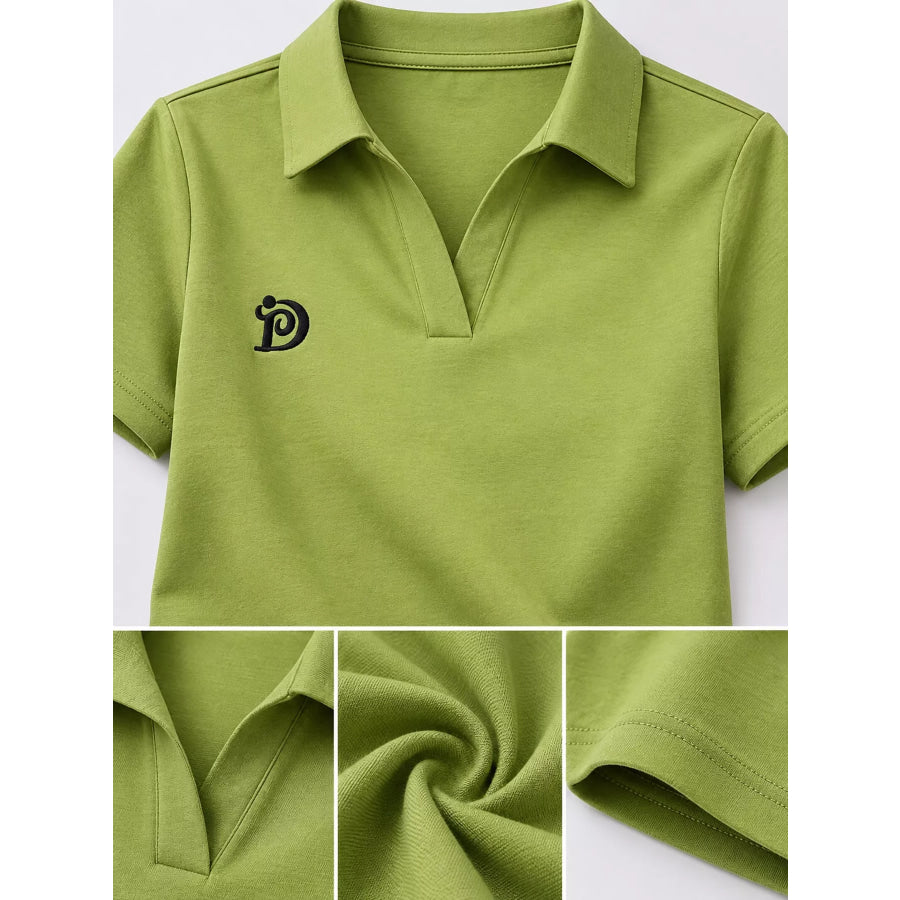 Plus Size Collared Neck Short-Sleeve Polo Apparel and Accessories