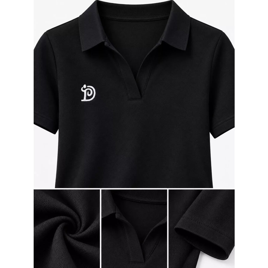 Plus Size Collared Neck Short-Sleeve Polo Apparel and Accessories