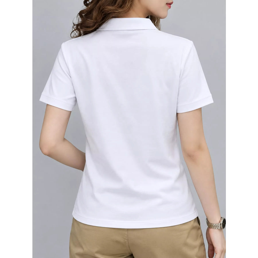 Plus Size Collared Neck Short-Sleeve Polo Apparel and Accessories