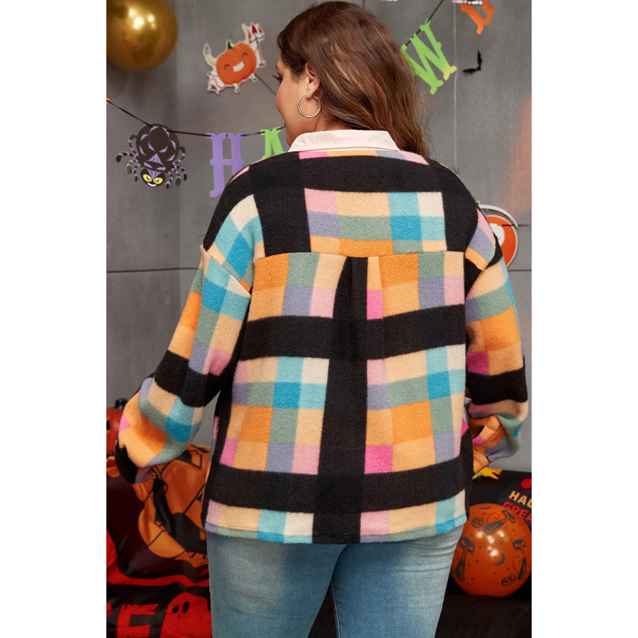 Plus Size Color Block Half Snap Long Sleeve Sweatshirt Apparel and Accessories