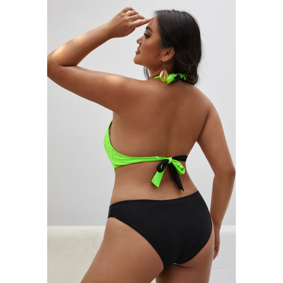 Halter neck sale plus size swimsuit