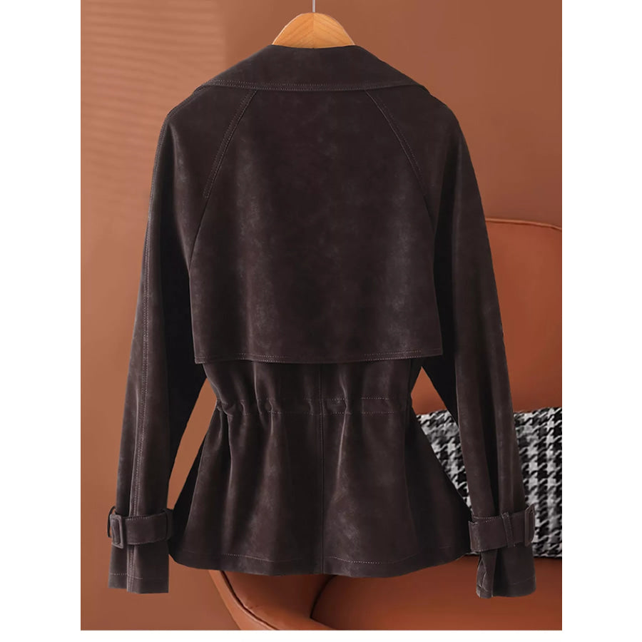 Plus Size Double Breasted Long Sleeve Jacket Apparel and Accessories