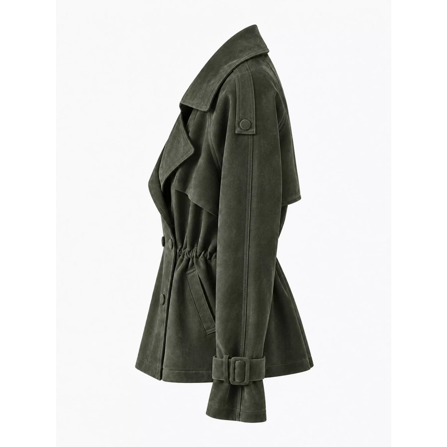 Plus Size Double Breasted Long Sleeve Jacket Apparel and Accessories