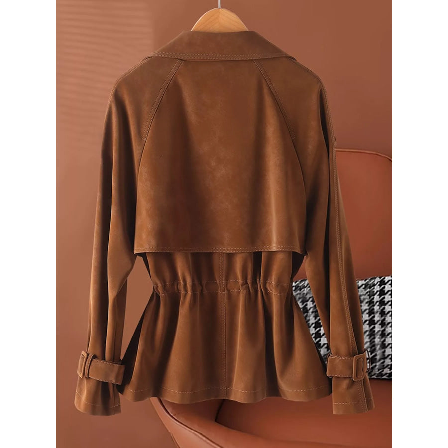 Plus Size Double Breasted Long Sleeve Jacket Apparel and Accessories