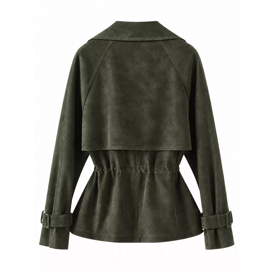 Plus Size Double Breasted Long Sleeve Jacket Apparel and Accessories