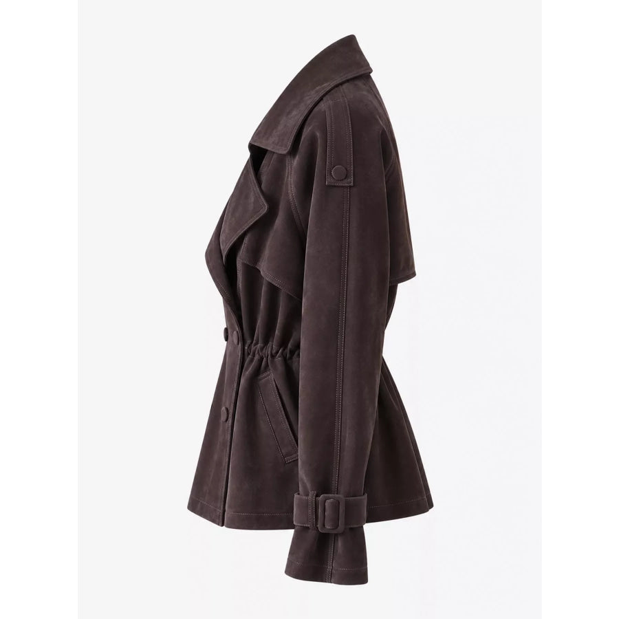 Plus Size Double Breasted Long Sleeve Jacket Apparel and Accessories