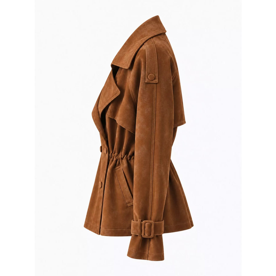 Plus Size Double Breasted Long Sleeve Jacket Apparel and Accessories
