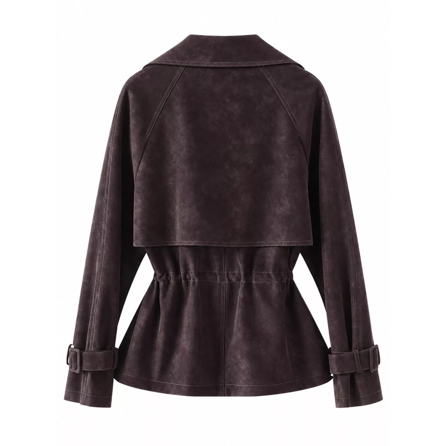 Plus Size Double Breasted Long Sleeve Jacket Apparel and Accessories