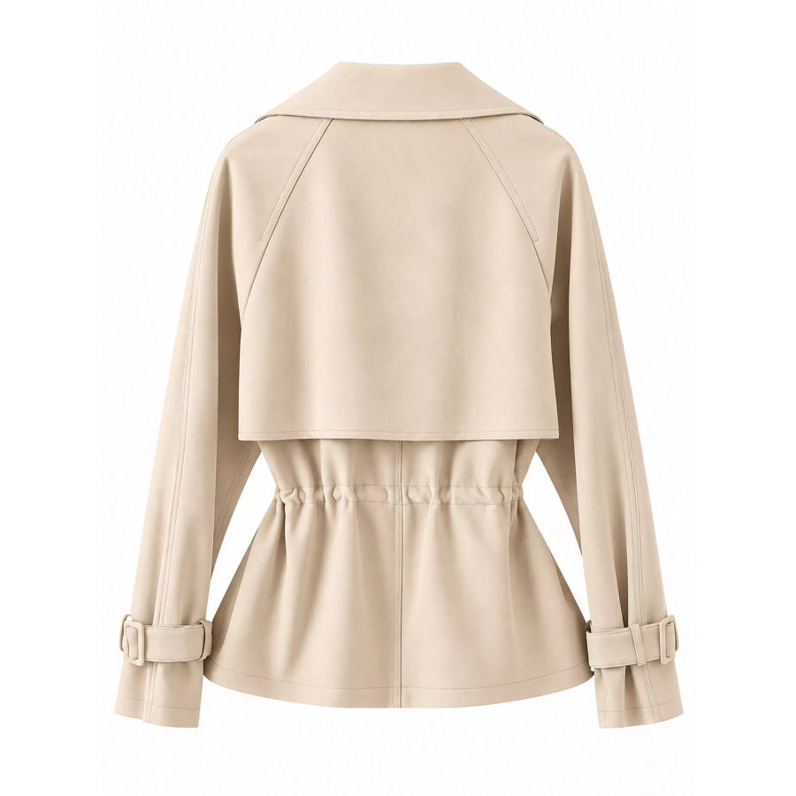 Plus Size Double Breasted Long Sleeve Jacket Apparel and Accessories
