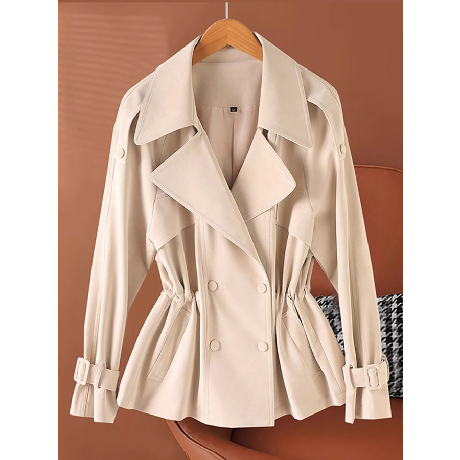 Plus Size Double Breasted Long Sleeve Jacket Dust Storm / M Apparel and Accessories