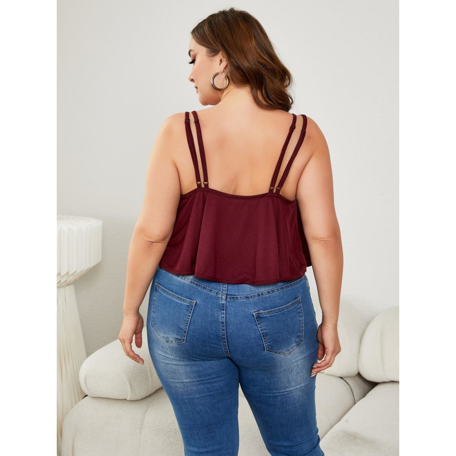 Plus Size Double-Strap Scoop Neck Cami Wine / 1XL